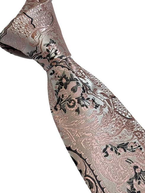 pale pink paisley tie with silver grey details