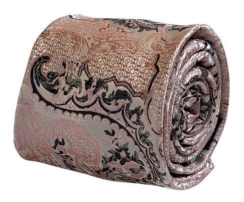 pale pink paisley tie with silver grey details