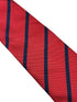 red tie with navy blue stripes