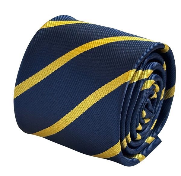 navy dark blue with yellow gold striped tie