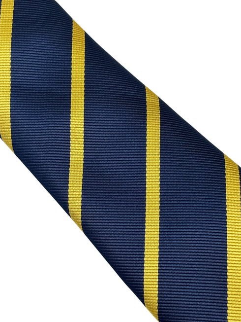navy dark blue with yellow gold striped tie