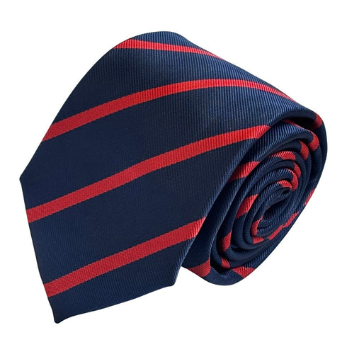 dark navy blue and red striped tie