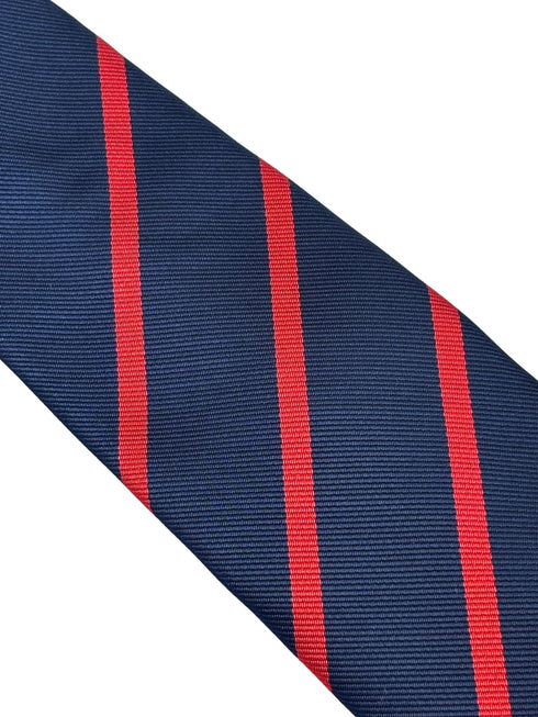 dark navy blue and red striped tie