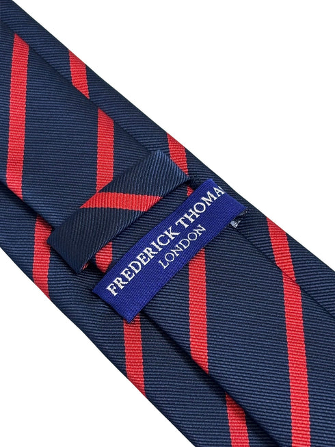 dark navy blue and red striped tie