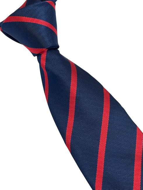 dark navy blue and red striped tie