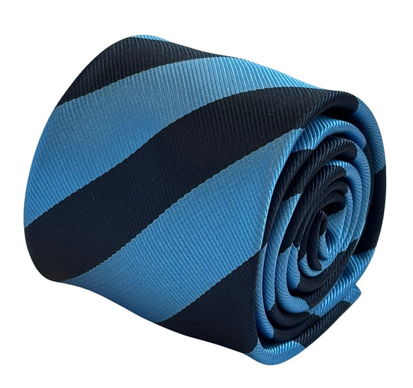 medium denim blue and dark navy blue barber striped tie