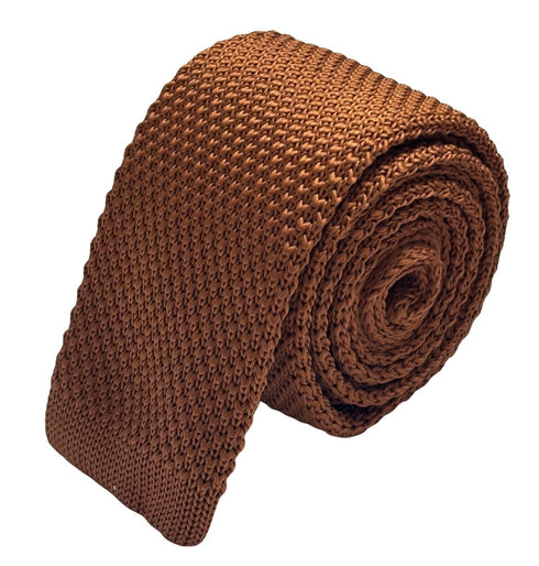 medium brown skinny knitted tie
