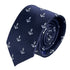 navy dark blue tie with a nautical white anchor design