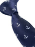 navy dark blue tie with a nautical white anchor design