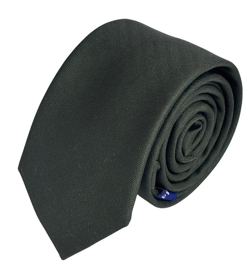 khaki army dark green cotton tie with herringbone design