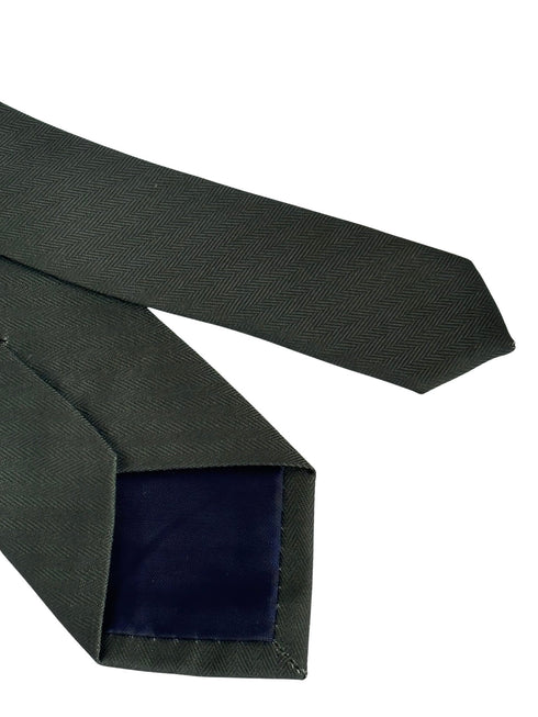 khaki army dark green cotton tie with herringbone design