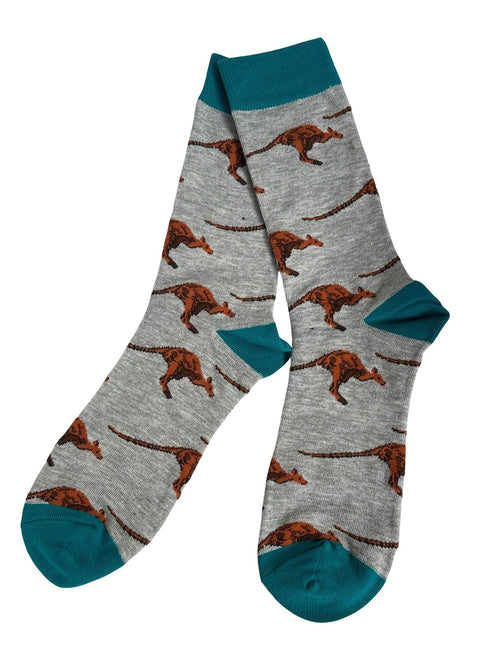 mens 100% cotton socks with kangaroo wallaby design