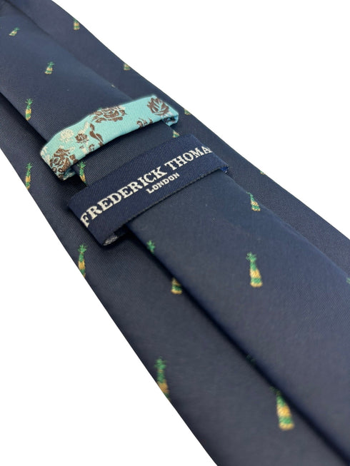 navy dark blue tie with embroidered popping champagne bottle design
