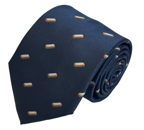 navy dark blue tie with embroidered harmonica design