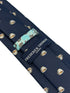 navy dark blue tie with embroidered British tea cup design