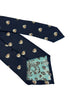 navy dark blue tie with embroidered British tea cup design