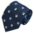navy dark blue tie with embroidered animal paw print design