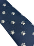 navy dark blue tie with embroidered animal paw print design