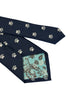 navy dark blue tie with embroidered animal paw print design