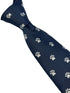 navy dark blue tie with embroidered animal paw print design