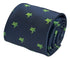 navy dark blue tie with embroidered swimming sea turtle design