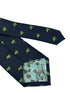 navy dark blue tie with embroidered swimming sea turtle design