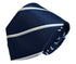 navy dark blue tie with light blue and white stripe design