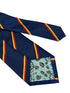 navy dark blue tie with a red and yellow stripe design