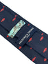 navy dark blue tie with an embroidered red snapper fishing design