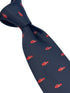 navy dark blue tie with an embroidered red snapper fishing design