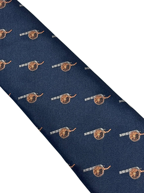 navy dark blue tie with cannon gunners artillery design