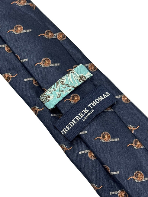 navy dark blue tie with cannon gunners artillery design