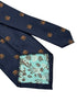 navy dark blue tie with brown grizzly bear design