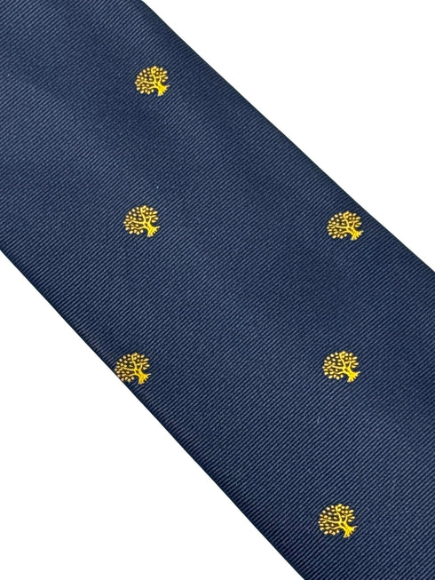 navy dark blue tie with gold mulberry tree design