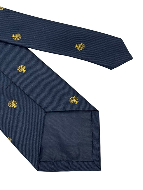 navy dark blue tie with gold mulberry tree design
