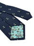 navy dark blue tie with an embroidered Chinese Panda design