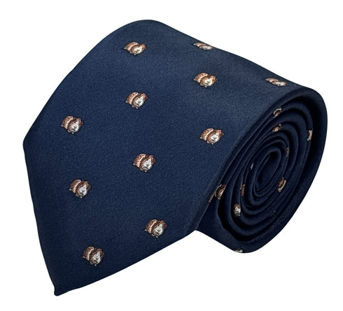 navy dark blue tie with embroidered hamster guinea pig design