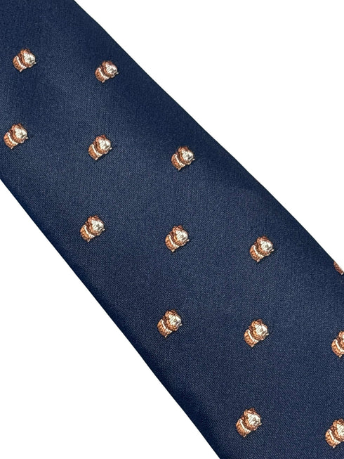 navy dark blue tie with embroidered hamster guinea pig design