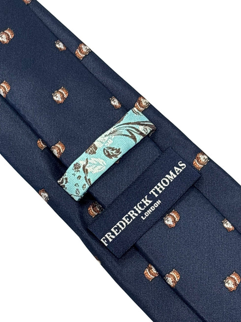 navy dark blue tie with embroidered hamster guinea pig design