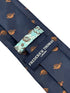 navy dark blue tie with plaice sole fish design