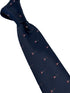 navy dark blue tie with embroidered electric metal guitar flying V gibson design