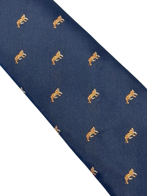 navy dark blue tie with an embroidered Tiger design