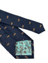 navy dark blue tie with an embroidered Tiger design