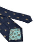 navy dark blue tie with an embroidered coffee cup design