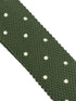 knitted tie in khaki green with white polka dots
