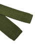 knitted tie in khaki green with white polka dots