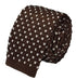 knitted tie in chocolate brown with white pin spots