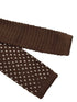 knitted tie in chocolate brown with white pin spots