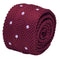 knitted tie in maroon burgundy with lilac polka spots