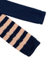 knitted tie in navy dark blue and baby light pink stripes